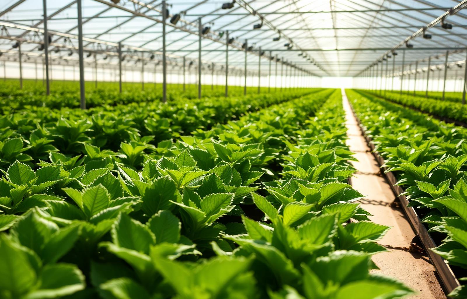Sunlit greenhouse of plants used as biofactories